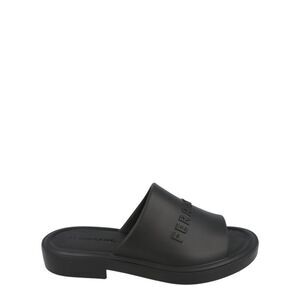 Ferragamo Giuneva Logo Embossed Slides Black Mens
